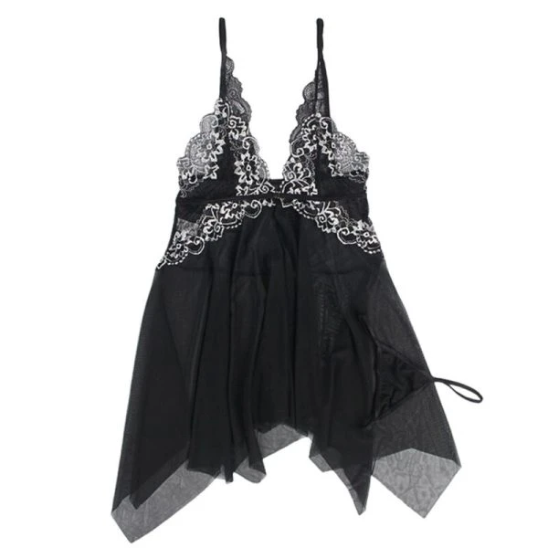 Subblime Babydoll uit tule met kantborst L/XL