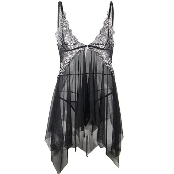 Subblime Babydoll uit tule met kantborst L/XL