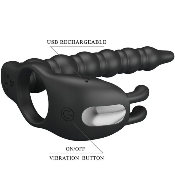 Pretty Love Blackney Penisringen met Vibrator-Plug, siliconen
