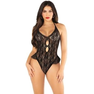Leg Avenue Body met strik en ruches zwart one-size