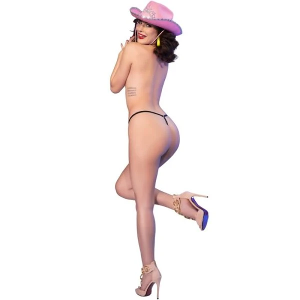 Chilirose Tanga Kiss ME met neonprint en ritsen Zwart L/XL