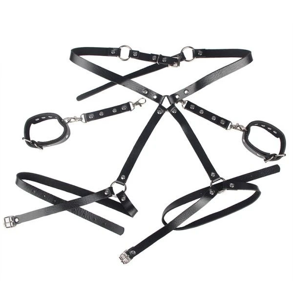 Subblime Handschellen mit Bondage-Gürtel Schwarz