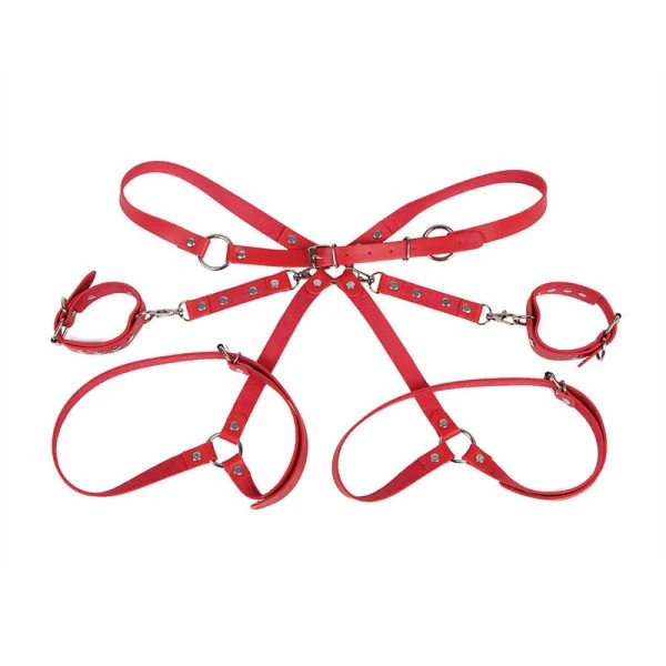 Subblime Handschellen mit Bondage-Gürtel rot One Size