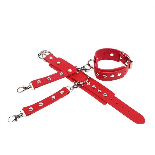 Subblime Handschellen mit Bondage-Gürtel rot One Size