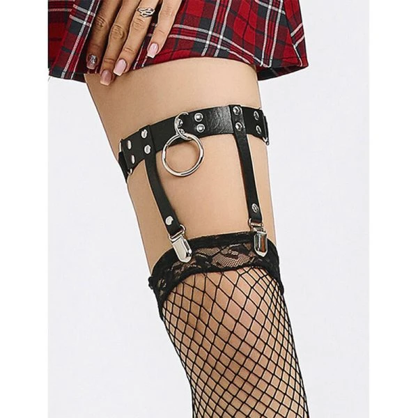 Subblime Verstellbare Punk-Strumpfhose aus Leder Schwarz