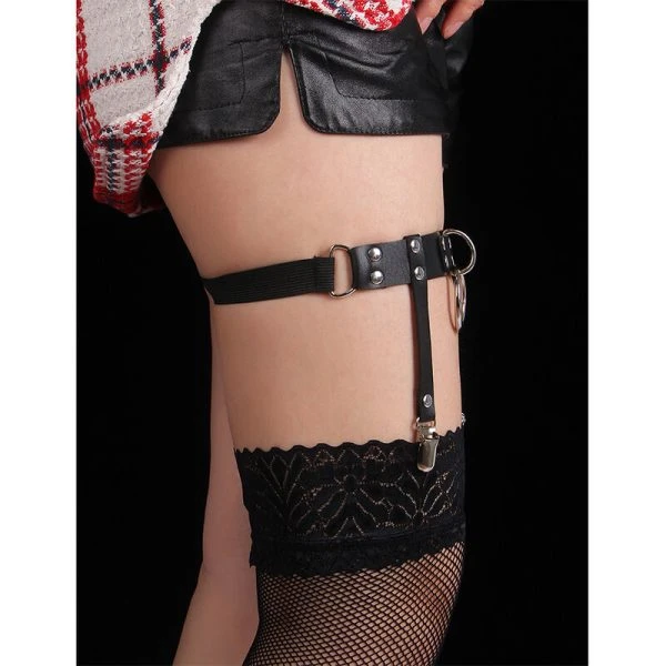 Subblime Verstellbare Punk-Strumpfhose aus Leder Schwarz
