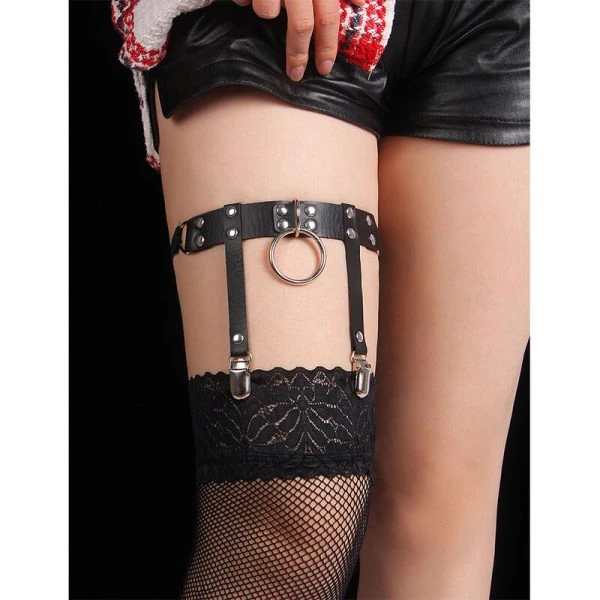 Subblime Verstellbare Punk-Strumpfhose aus Leder Schwarz