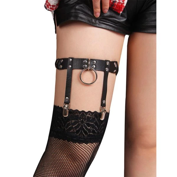 Subblime Verstellbare Punk-Strumpfhose aus Leder Schwarz
