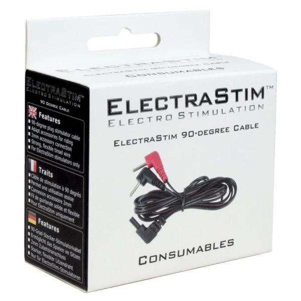 Electrastim 90-graden stimulatorkabel, 1,2 meter, 2 mm aansluiting Electrastim 90-graden stimulatorkabel, 1,2 meter, 2 mm aansluiting