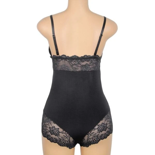 Subblime schwarzer Spitzen-Teddy mit Blumendetail S/M