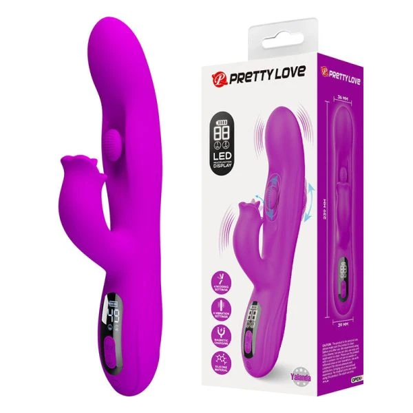 Pretty Love Yalanda Hase Vibrator met clitorisstimulator en LED-display, paars