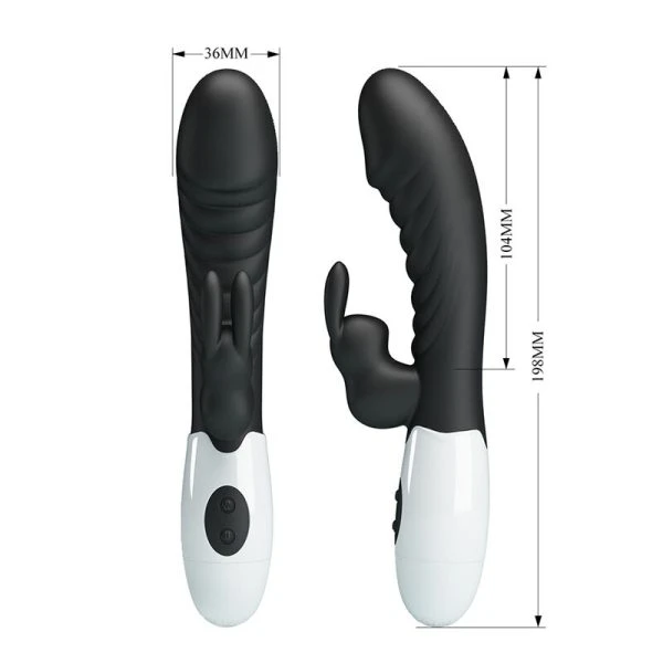 Pretty Love Naughty Bunny Vibrator met Clitorisstimulator 30 functies Zwart