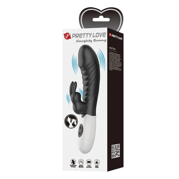 Pretty Love Naughty Bunny Vibrator met Clitorisstimulator 30 functies Zwart
