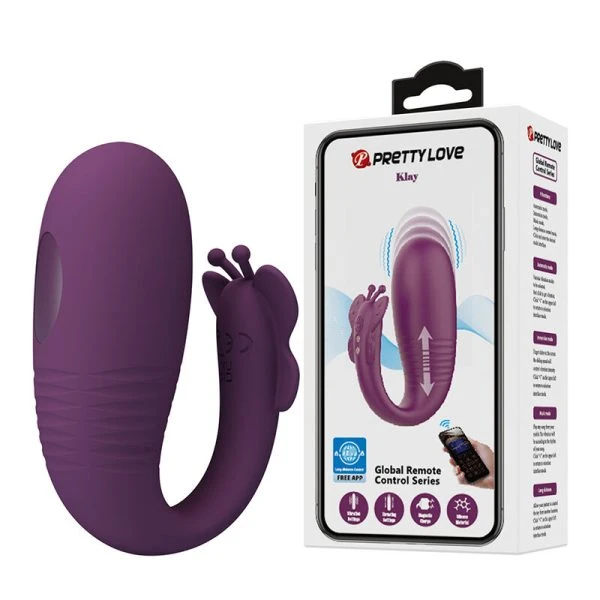 Pretty Love Klay Stoot-Ei-Vibrator met app-bediening, Paars