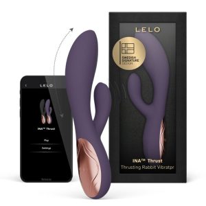 Lelo INA Thrust Rabbit Vibrator mit Stoßfunktion und Klitorisreizer, lila – Bild 1