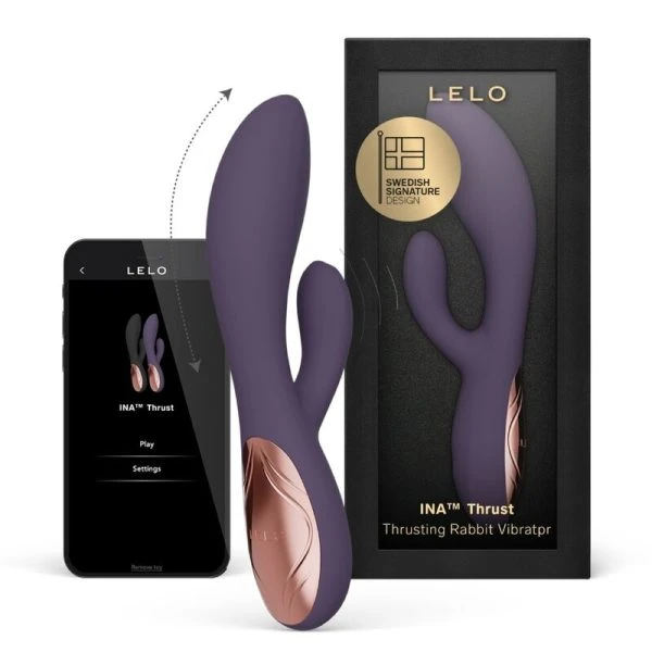 Lelo INA Thrust Rabbit Vibrator mit Stoßfunktion und Klitorisreizer, lila
