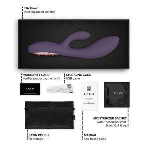 Lelo INA Thrust Rabbit Vibrator mit Stoßfunktion und Klitorisreizer, lila – Bild 10
