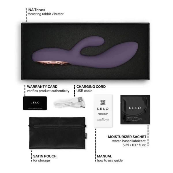Lelo INA Thrust Rabbit Vibrator mit Stoßfunktion und Klitorisreizer, lila