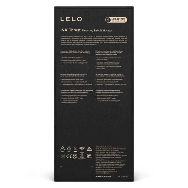 Lelo INA Thrust Rabbit Stootvibrator met clitorisstimulator, zwart