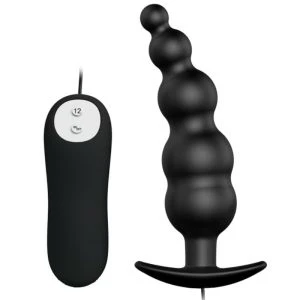 Pretty Love Anale vibrator van siliconen met 12 standen en afstandsbediening zwart