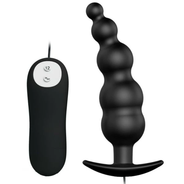 Pretty Love Analvibrator aus Silikon mit 12 Modi und Fernbedienung schwarz