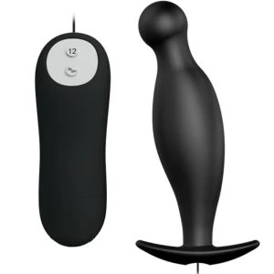 Pretty Love Siliconen Anaalplug met 12 Trillingsstanden zwart