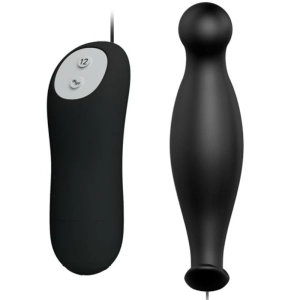 Pretty Love Silikon Analplug mit 12 Vibrationsmodi schwarz