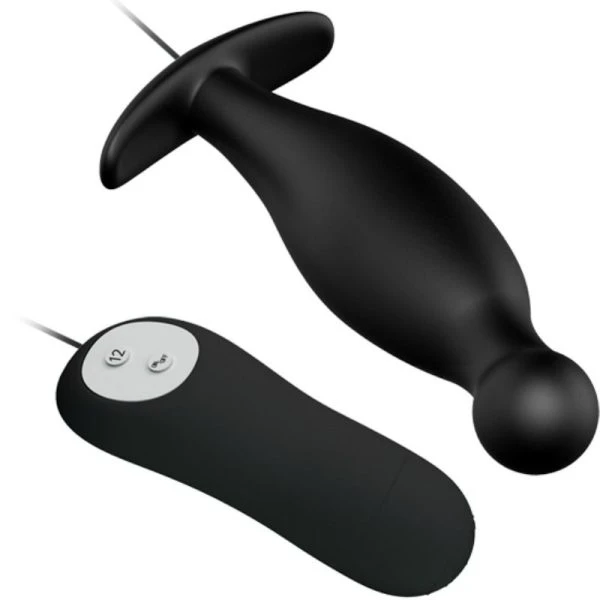 Pretty Love Silikon Analplug mit 12 Vibrationsmodi schwarz