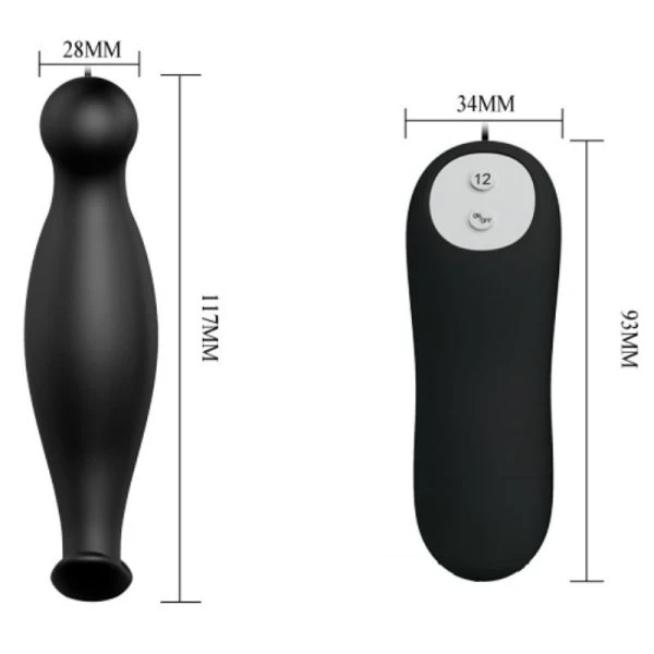 Pretty Love Silikon Analplug mit 12 Vibrationsmodi schwarz