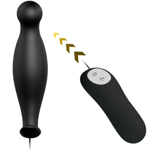 Pretty Love Silikon Analplug mit 12 Vibrationsmodi schwarz