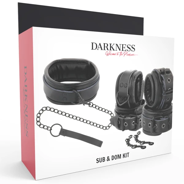 Darkness Handboeien en Halsband van Leder met Lijn