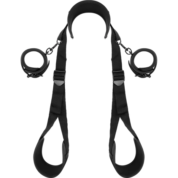 Fetish Submissive Handboeien-set met open benen en neopreen voering