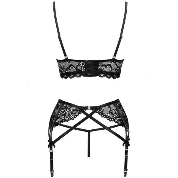 Livco Corsetti Fashion Strapshemd-Set mit BH, Höschen und Strumpfgürtel L/XL
