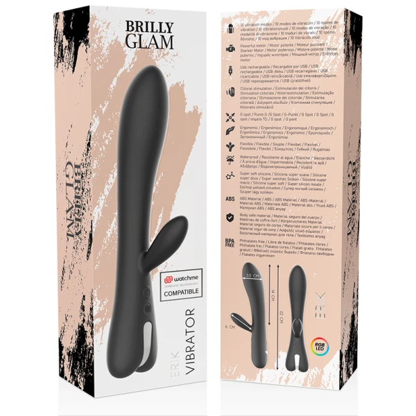 Brilly Glam Erik Vibrator met Watchme-afstandsbediening, siliconen, 22 cm