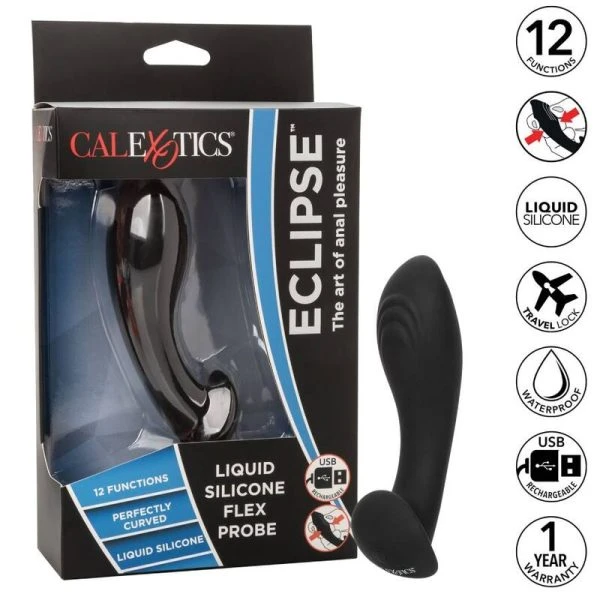 Calexotics Analplug van vloeibaar siliconen Eclipse Flex Probe met vibratie