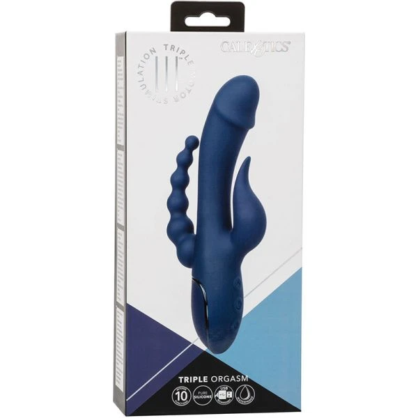 Calexotics Drievoudige Orgasmetril Vibrator met Clitorisstimulator, Blauw