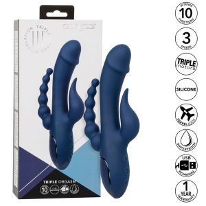 Calexotics Drievoudige Orgasmetril Vibrator met Clitorisstimulator, Blauw Calexotics Drievoudige Orgasmetril Vibrator met Clitorisstimulator, Blauw - Afbeelding 2