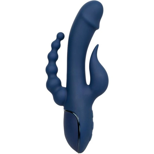 Calexotics Drievoudige Orgasmetril Vibrator met Clitorisstimulator, Blauw