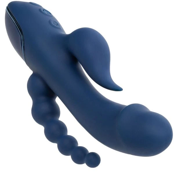 Calexotics Drievoudige Orgasmetril Vibrator met Clitorisstimulator, Blauw