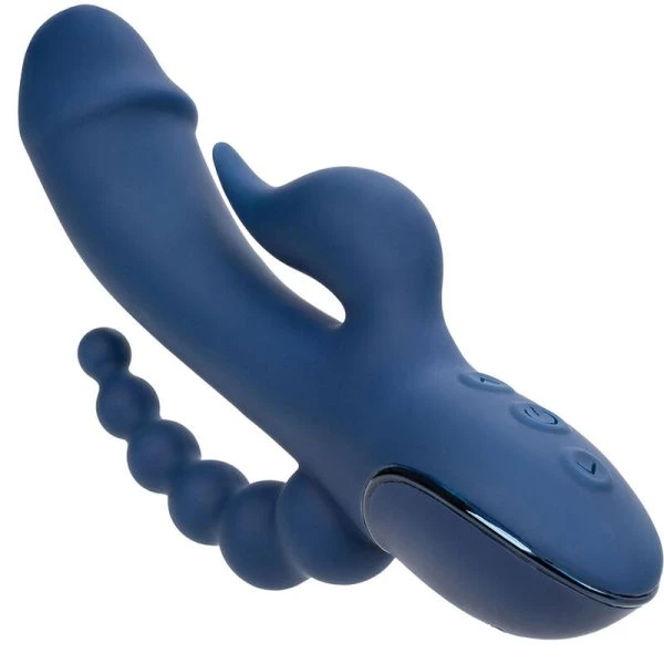 Calexotics Drievoudige Orgasmetril Vibrator met Clitorisstimulator, Blauw