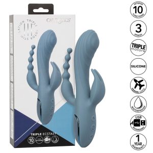 Calexotics Triple Ecstasy Vibrator met Clitorisstimulator en Parelstaart grijs Calexotics Triple Ecstasy Vibrator met Clitorisstimulator en Parelstaart grijs - Afbeelding 2