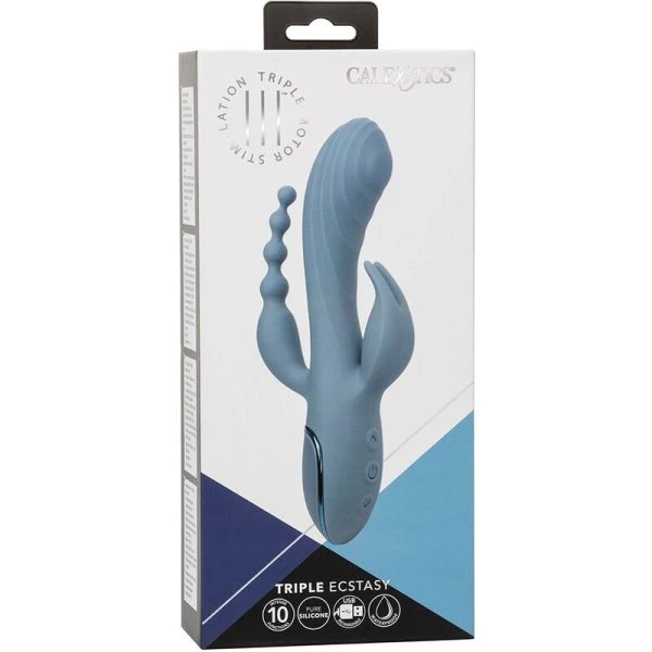 Calexotics Triple Ecstasy Vibrator met Clitorisstimulator en Parelstaart grijs