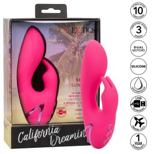 Calexotics So. CAL Sunshine Vibrator Rabbit met clitorisstimulator, Fuchsia Calexotics So. CAL Sunshine Vibrator Rabbit met clitorisstimulator, Fuchsia - Afbeelding 2