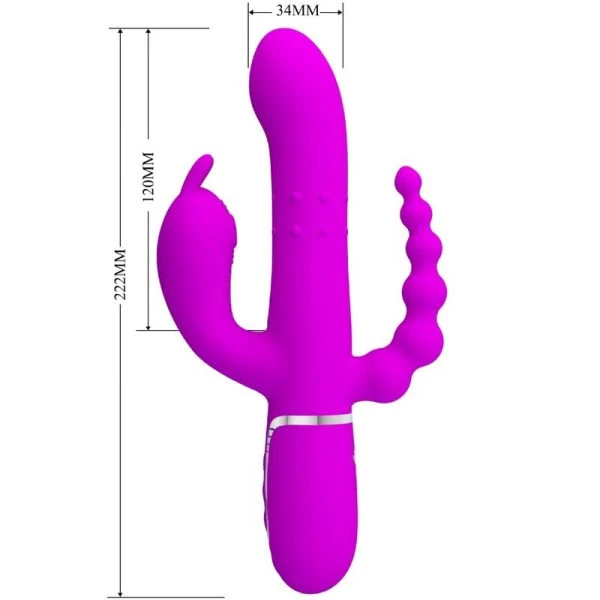 Pretty Love Cammy Triple Vibrator met clitorisstimulator en anale stimulator