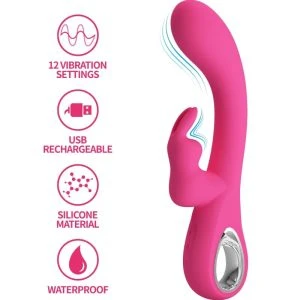 Pretty Love Novak Rabbit Vibrator met 12 trilstanden, Roze