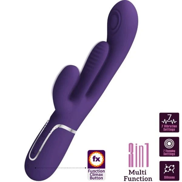 Pretty Love Shania Triple Rabbit Vibrator met clitorisstimulator, paars Pretty Love Shania Triple Rabbit Vibrator met clitorisstimulator, paars