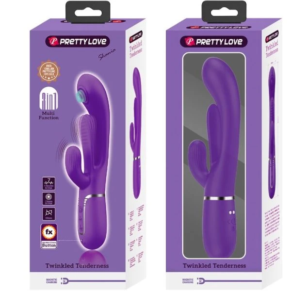 Pretty Love Shania Triple Rabbit Vibrator met clitorisstimulator, paars Pretty Love Shania Triple Rabbit Vibrator met clitorisstimulator, paars