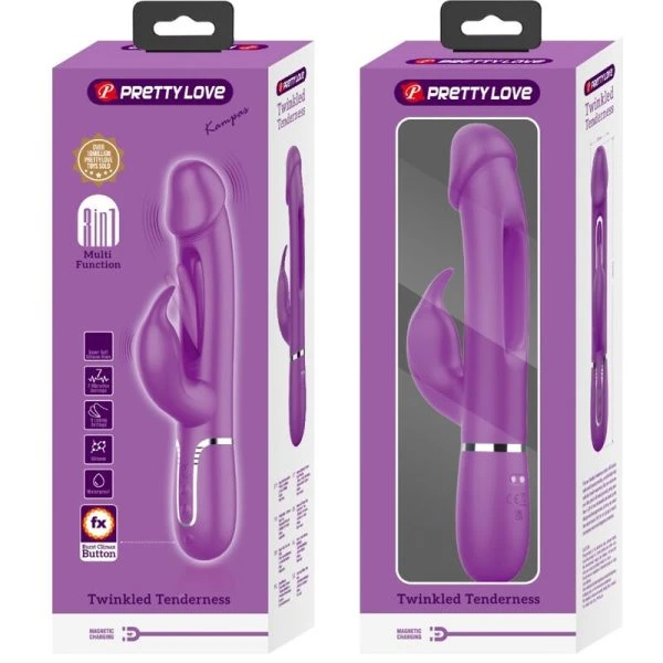 Pretty Love Kampas 3 in 1 Multifunktions-Rabbit-Vibrator mit Klitorisreizer, lila Pretty Love Kampas 3 in 1 Multifunktions-Rabbit-Vibrator mit Klitorisreizer, lila