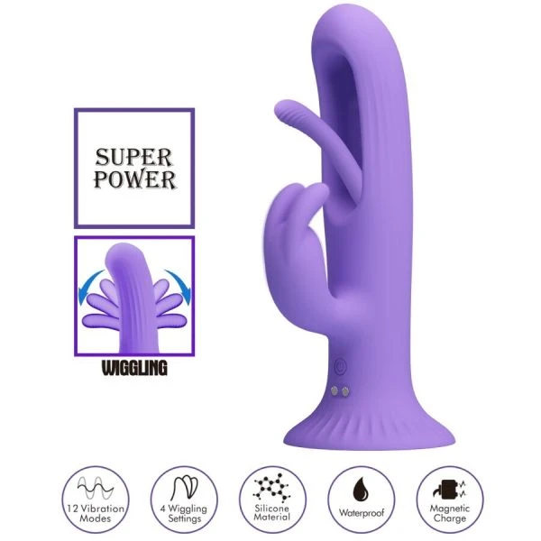 Pretty Love Killmoulis Rabbit Vibrator met 12 standen en clitorisstimulator paars