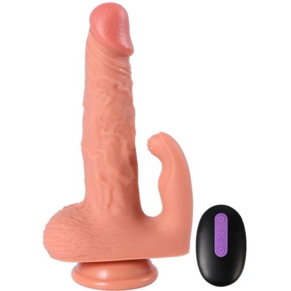 Shequ Hayden Dildo met clitorisstimulator en vibratie, afstandsbediening 16 cm